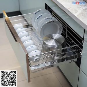 Giá Xoong Nồi Kết Hợp Bát Đĩa Dự Trữ Inox 304 Mờ Nan Tròn