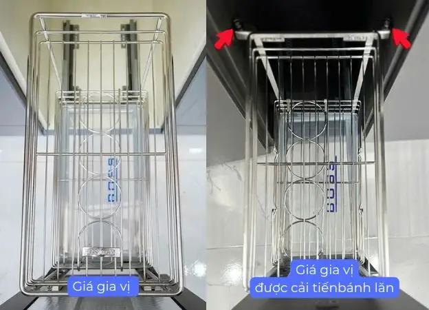Giá dao thớt & giá gia vị Boss mượt mà, vững chắc hơn với hệ bánh lăn ổn định