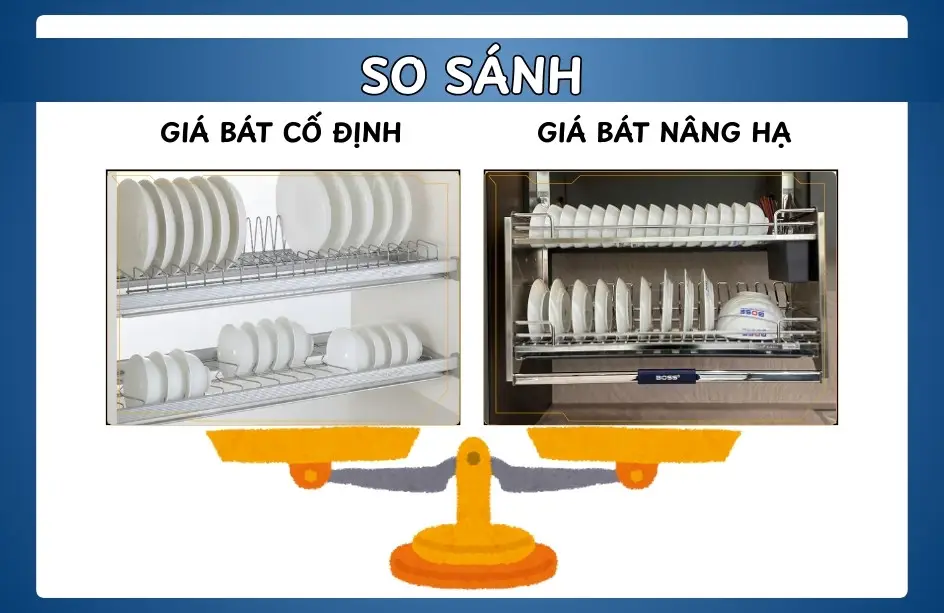 So sánh giá bát cố định và giá nâng hạ