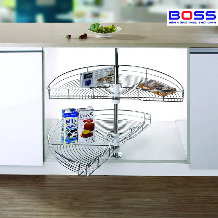 Mâm xoay hình bán nguyệt 180 độ cho góc tủ bế