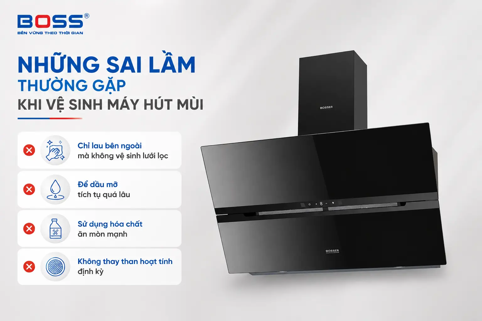 Những sai lầm thường gặp khi vệ sinh máy hút mùi