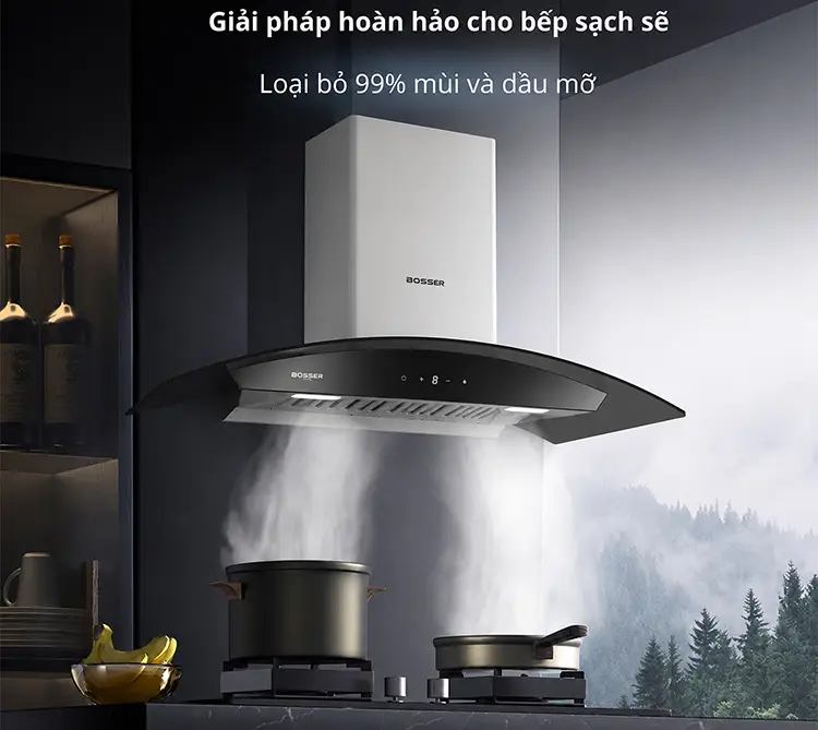 Sử dụng máy hút mùi bếp loại bỏ mùi và dầu mỡ cho không gian hiệu quả