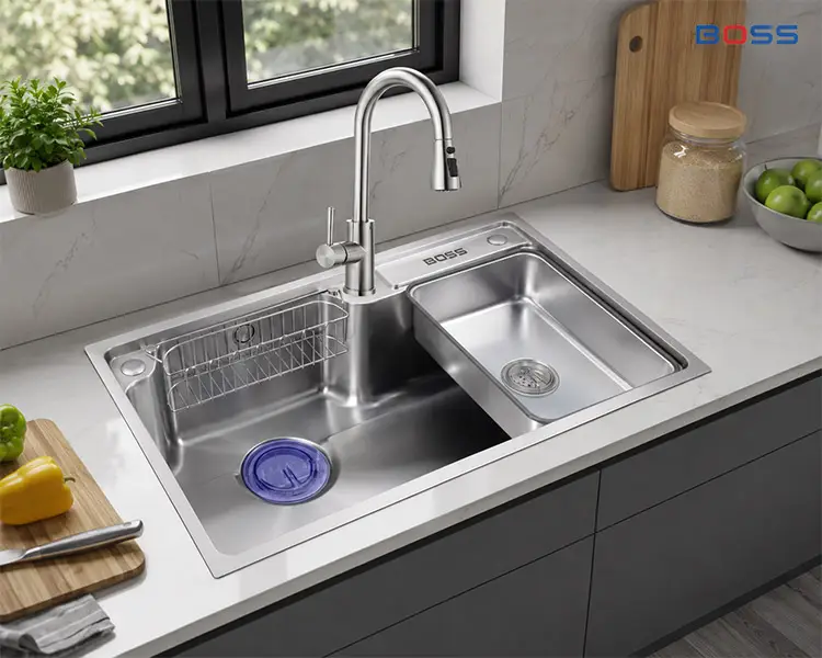 Chậu rửa 1 hố với khoảng rửa lớn phù hợp với căn bếp hiện đại