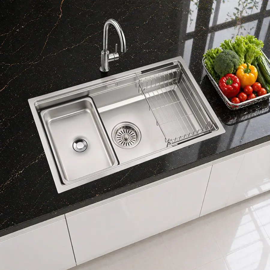 Chậu rửa bát 1 hố âm bàn có hạt điện phân màu bạc chống xước