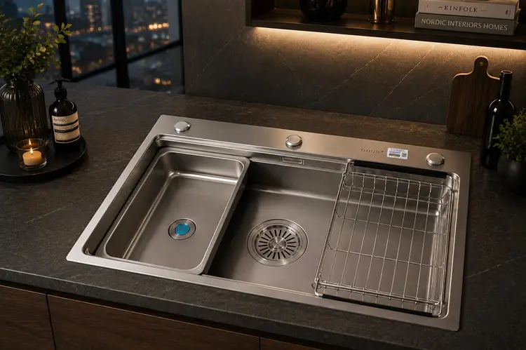 Chậu rửa bát 1 hố dương bàn có hạt điện phân màu bạc chống xước
