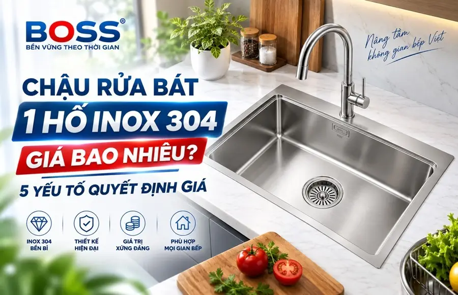 Chậu rửa bát 1 hố inox 304 giá bao nhiêu?